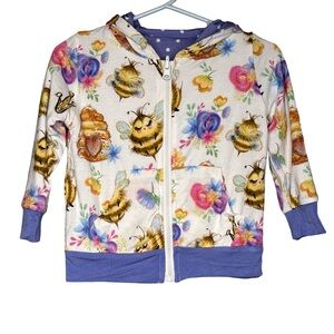 Colorful Bee Print Bamboo Hoodie for Kids 12-18 months